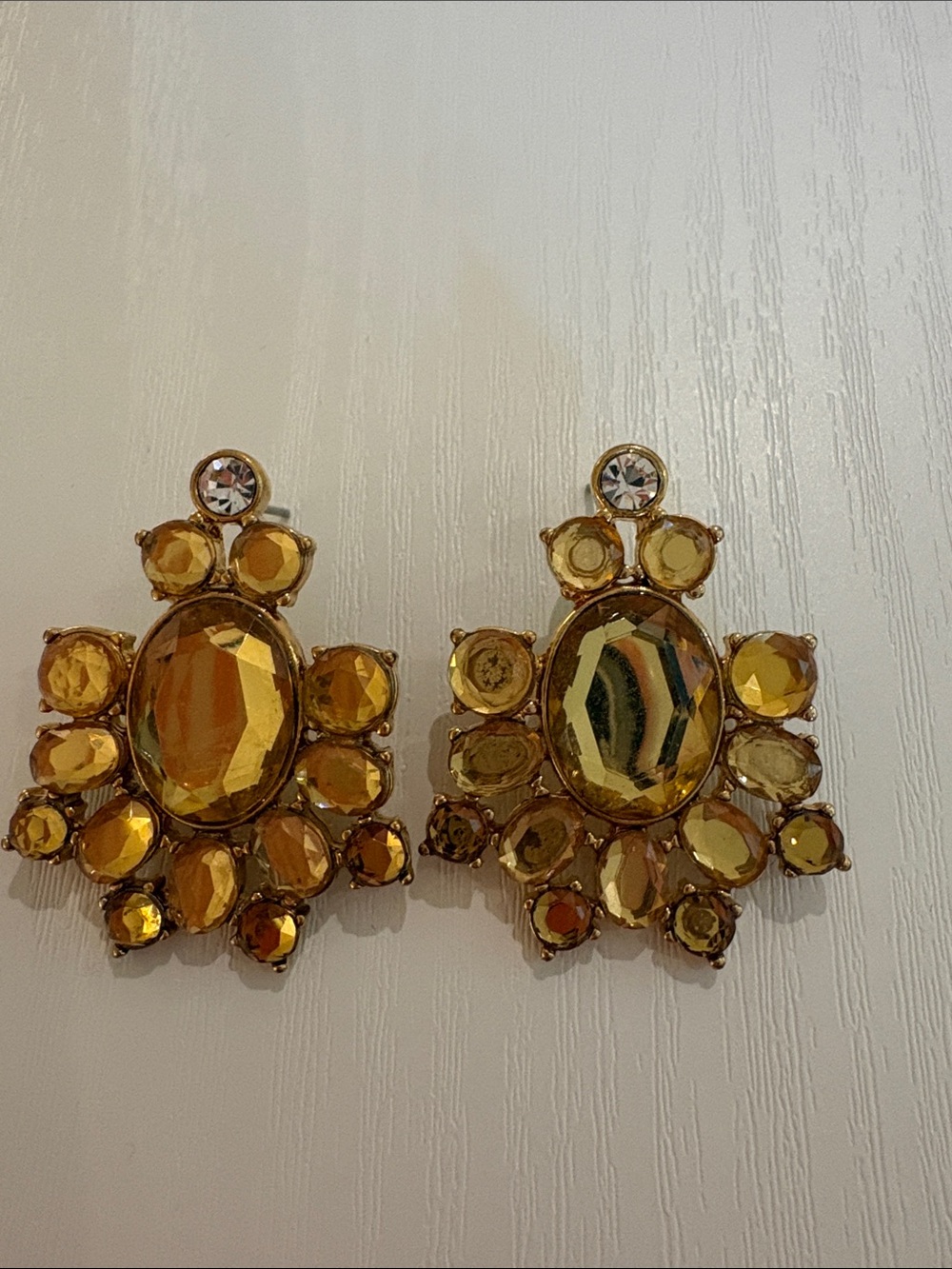 J Crew Gold-Tone Amber Crystal Statement Earrings - Women Jewelry